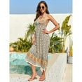 thumbnail image 3 of Yesfashion Women's Boho Deep V Neck Backless Flowy Floral Maxi Beach Dress, 3 of 5