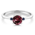 thumbnail image 2 of Gem Stone King 10K White Gold Red Rhodolite Garnet and Blue Sapphire Solitaire Engagement Ring for Women (1.03 Cttw, Round 6MM, Gemstone January Birthstone, Size 9), 2 of 6