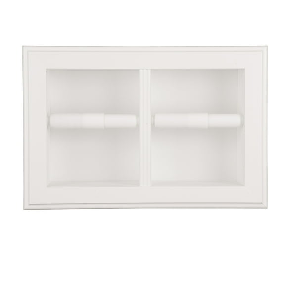 Boreas Recessed Solid Wood Double Toilet Paper Holder 13.25 X 8.5 - White Enamel