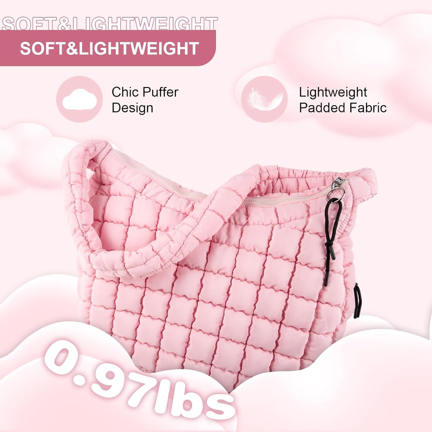 Quilted Puffer Tote Bag Purse Puffy Crossbody Shoulder Bag