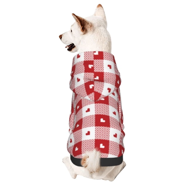 Balery Plaid Heart Sudadera con Capucha para Perros Pequeños – Ropa para Mascotas, Disfraz para Perros y Gatos, Ideal para Fiestas y Cosplay-Small