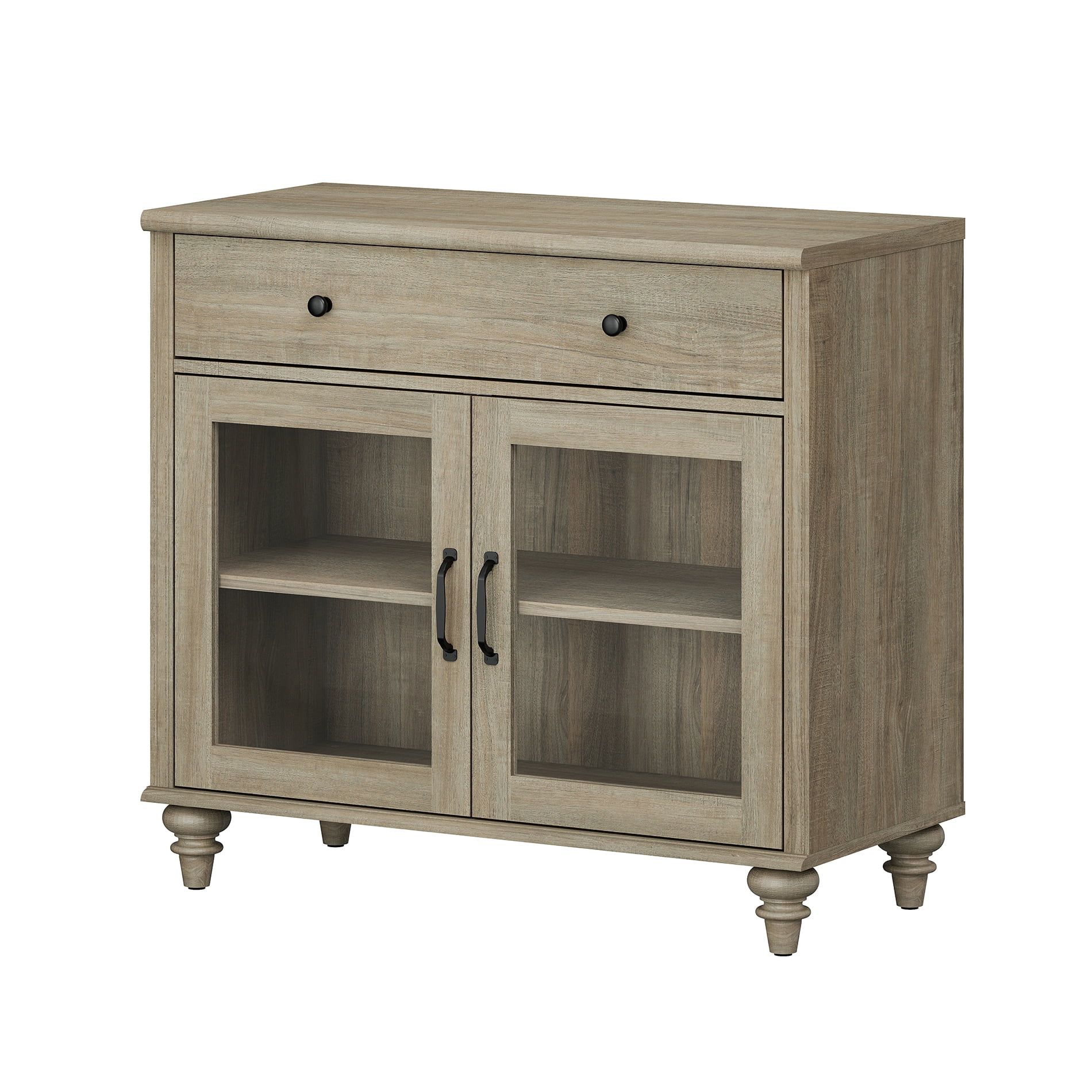 72"H x 33.9"W 5,ier Farmhouse Wooden Bookcase, Display Bookshelf with Glass Doors, Roomy Storage Cabinet & Wood Drawer, Library Book Shelf for Living Room, Office, Kitchen, Wash Gray