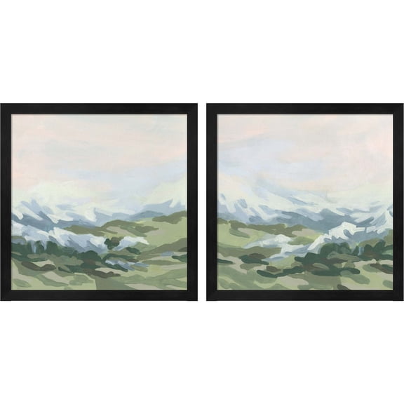 Great Art Now Snowcapped Vista by June Erica Vess, 2 Piece Framed Art Set Each 13.25"W x 13.25"H