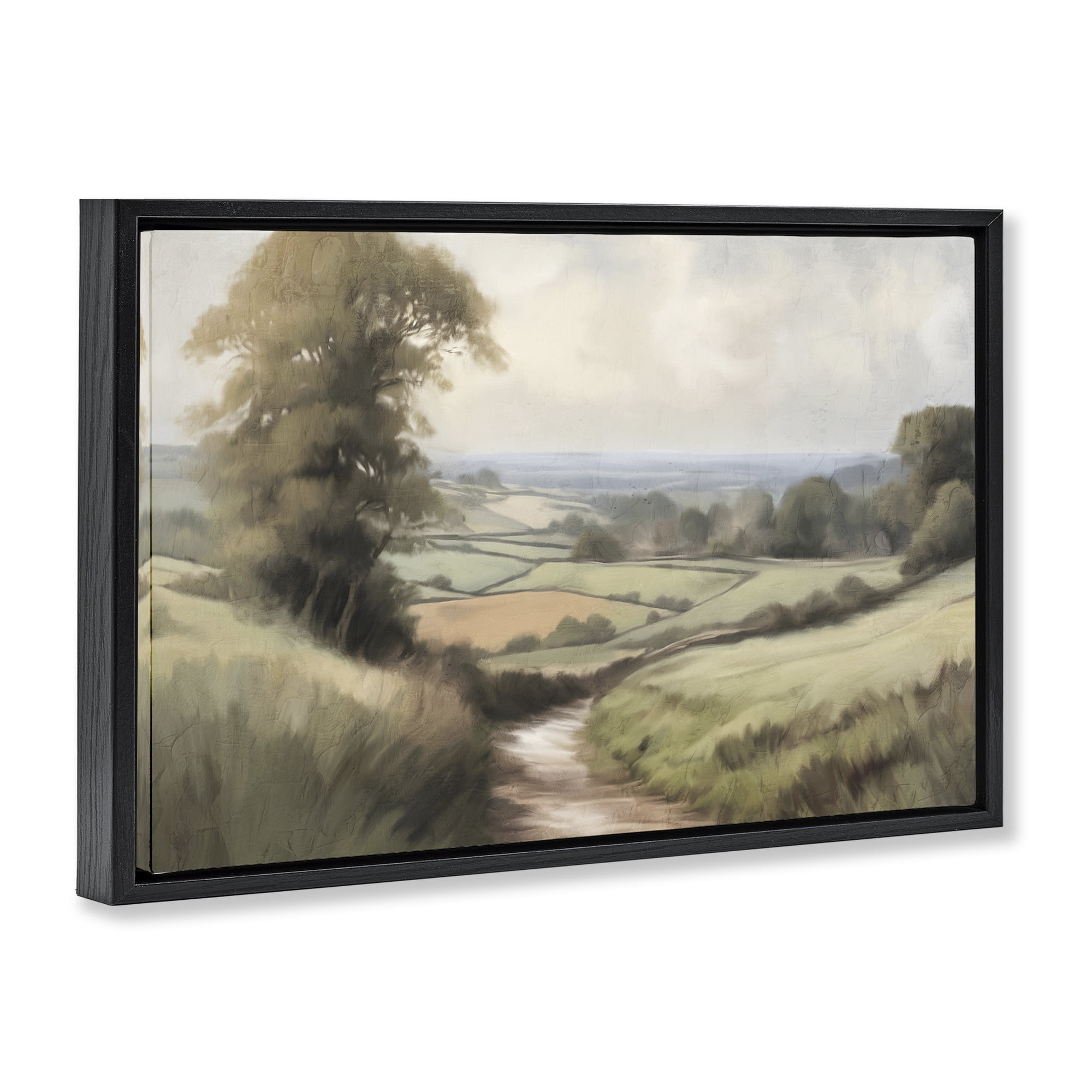Stupell Industries Country Walk Path Landscape & Nature Painting Black Floater Framed Canvas Art Print Wall Art, 31 x 21