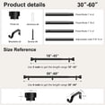 thumbnail image 3 of OLV 1" Heavy Duty Adjustable Black Curtain Rods for Windows, 30-60" with Decorative Solid Finial, 3 of 10