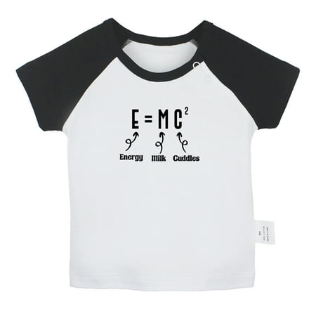 

iDzn E=MC2 Energy Milk Cuddles Funny T shirt For Baby Newborn Babies T-shirts Infant Tops 0-24M Kids Graphic Tees Clothing (Short Black Raglan T-shirt 6-12 Months)