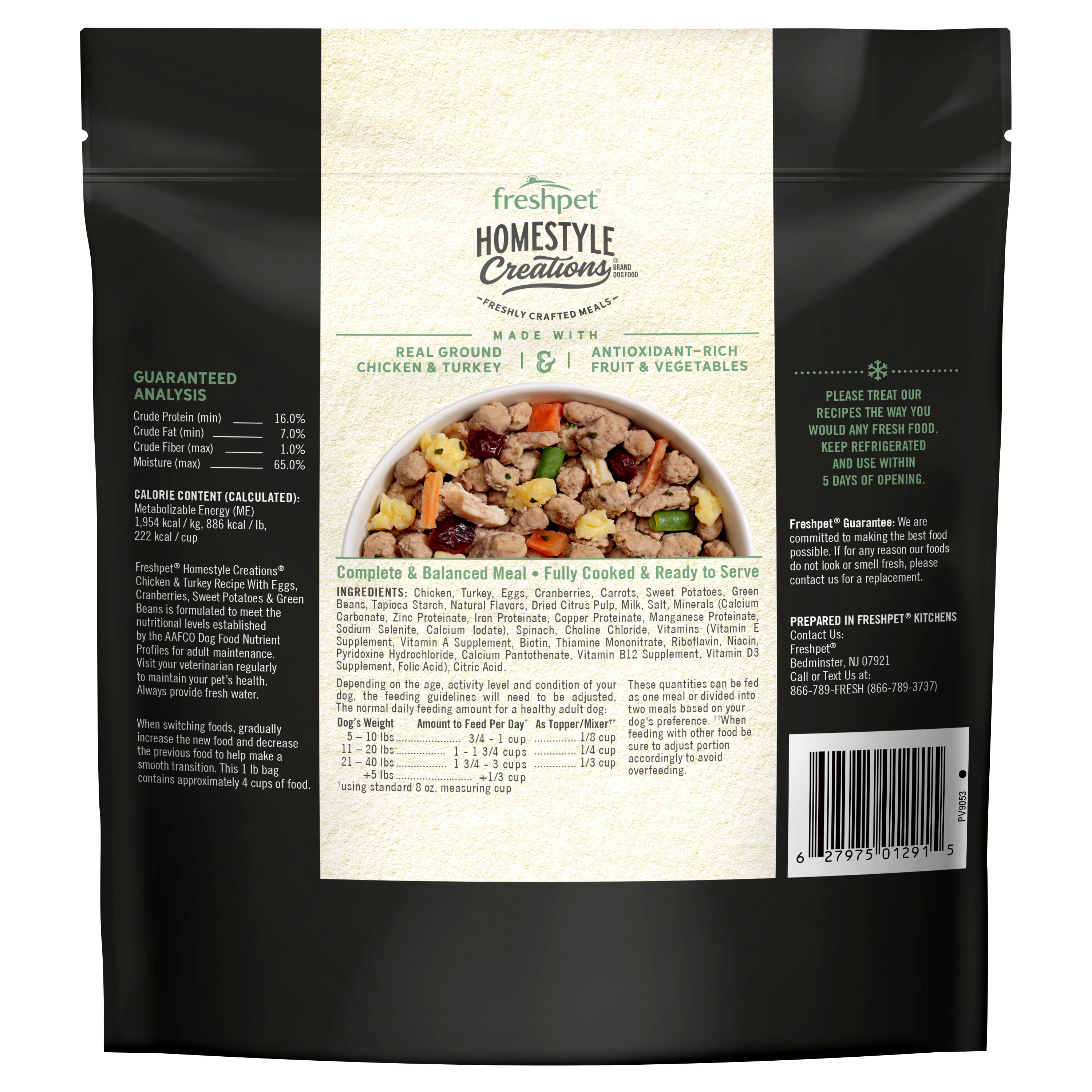 (3 pack) Freshpet Fresh Dog Food, Homestyle Creations, Chicken & Turkey Recipe, 1lb.