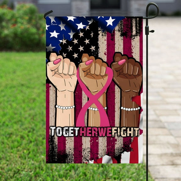 Flagwix Breast Cancer Decoration, Together We Fight Breast Cancer Impressive Flag For Her - Garden Flag (12x18)