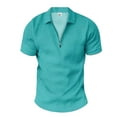 thumbnail image 3 of Eashery Mens Causal Button Down Shirts Turn Down Collar Zipper Mens Top Shirts Mint Green M, 3 of 5