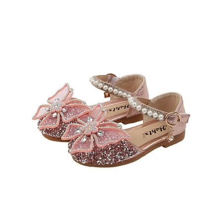 

SIMANLAN Girl s Princess Shoe Ankle Strap Mary Jane Sandals Comfort Flats Kids Breathable Dance Shoes Girls Magic Tape Pink 9C