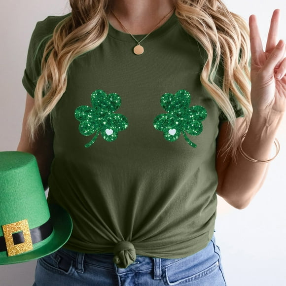 Pntutb Women Short Sleeve tops Women'S Funny St. Patrick'S Day Printed Pattern Casual Fashion Soild Color Short Sleeve tops Blouse