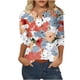 thumbnail image 2 of Fiudx Camisas de Mujer Blusa Holgada con Estampado de Pascua y Cuello Redondo Retro de Manga Tres Cuartos a La Moda para Mujer, 2 of 5