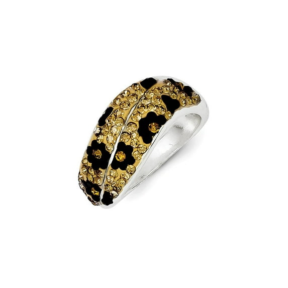 Solid 925 Sterling Silver Stellux Crystal Animal Print Ring Band Size 8.5