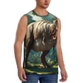 thumbnail image 2 of Fotbe Green Forest Dinosaur Men's Camiseta sin Mangas Estampada para Hombres, Playera Casual para Gimnasio, Entrenamiento, Playa-Large, 2 of 7