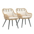 thumbnail image 3 of JOIVI Outdoor Wicker Chairs Set of 2, Patio Dining Chair with Cushions, All-weather Rattan Porch Chairs with Armrest for Outside Lawn, Balcony, Garden, White, 3 of 9