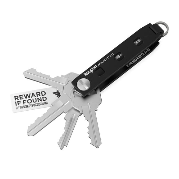 Keyport Pivot 2.0 Key Organizer Keychain (Black Aluminum) - Keys Pocket Tools Lost & Found All-in-One