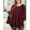 thumbnail image 7 of LARACE Women's Plus Size Casual Long Loose Fit 3/4 Sleeve Swing Tunic Shirt Top WineRed 3X, 7 of 7
