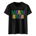thumbnail image 4 of Mardi Gras Shirts for Women Carnival Funny Letter Print Short Sleeve Crewneck Tees Dressy Casual Stretch Comfy Pullover Tunic Tops, 4 of 4