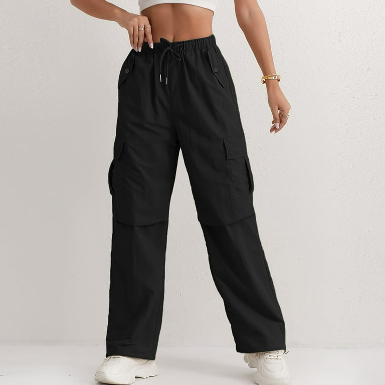 Difdany Women's High Waist Drawstring Cargo Pants, Loose Fit