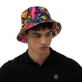 thumbnail image 4 of Sikiie Vibrant Graffiti Urban Art Reflective Double-Sided Bucket Hat, Sun Hat, for Gardening, Beaching, Camping, Hiking, Fishing, 4 of 6