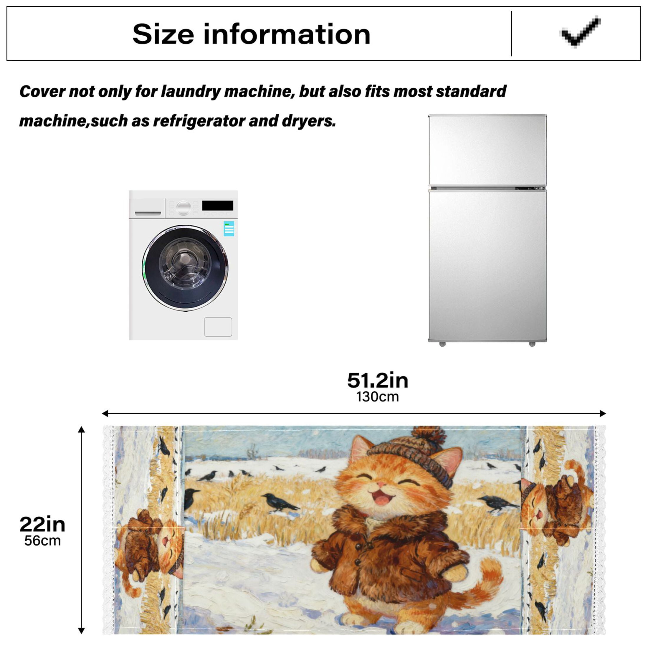 Wobogo Rice Field Kittens Washing Machine Cover Dustproof Washer Dryer Cover Waterproof Laundry Room Decorative Protector