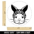 thumbnail image 2 of Bunny Rabbit with Flower Crown Easter Self-Inking Rubber Stamp Ink Stamper - Green Ink - Medium 1 Inch, 2 of 7