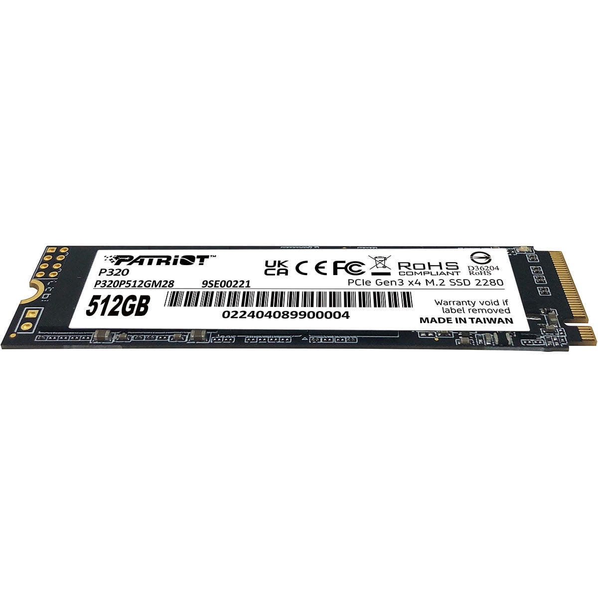 内蔵型SSD Patriot 512GB SSD NVMe PCIe Gen 3x4 M.2 Patriot Memory, P320 512GB Internal SSD, NVMe PCIe Gen 3x4 M.2