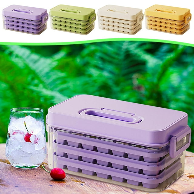 Caja de hielo resistente, 84 compartimentos, acero inoxidable, tapa integrada, para hogar, con dispensador, almacenamiento eficiente, hielo en frío, demoldura fácil, uso diario, para cocina,