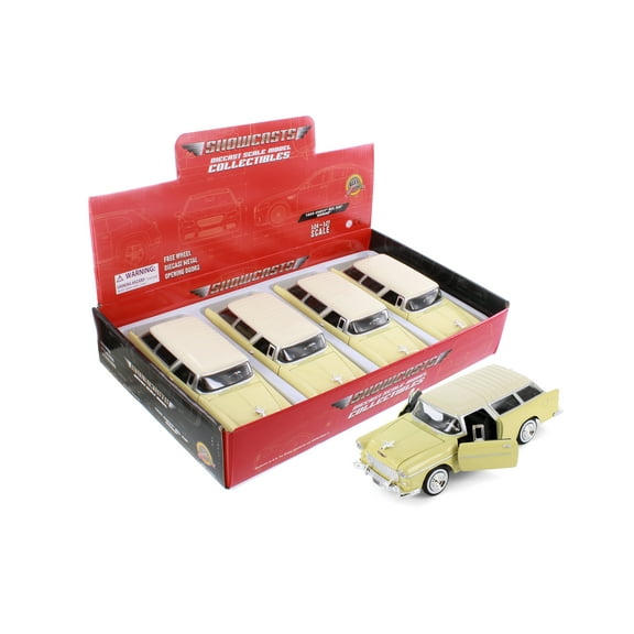 1955 Chevy Bel Air Nomad Hardtop, Yellow - Showcasts 77248D - 1/24 Scale Diecast Model Car
