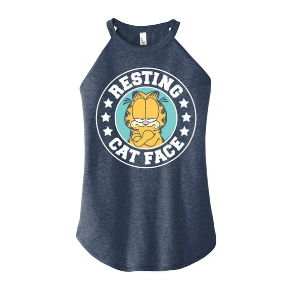 Garfield - Resting Cat Face - Juniors High Neck Tank Top