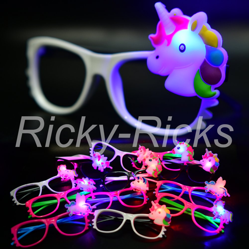 12 Unicorn Glasses Favors Light Up Flashing Party LED Unicornio