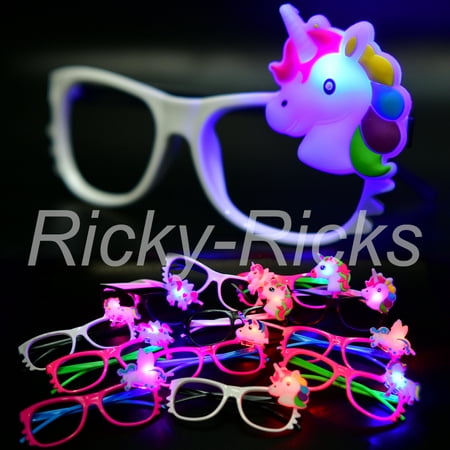 12 Unicorn Glasses Favors Light Up Flashing Party LED Unicornio Recuerdos