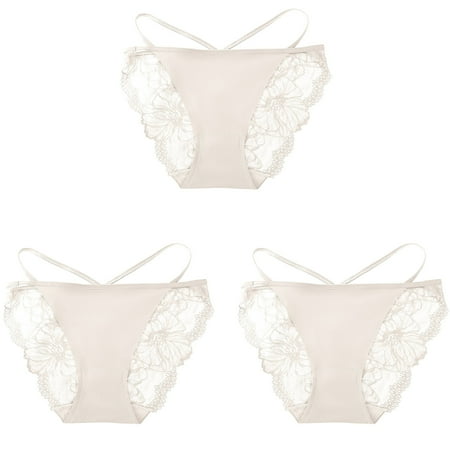 Srogem Women G String Thongs Cheeky Breathable Underwear Sexy No Show Panties High Waist String Bikini Ribbed Lace Panty