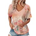 thumbnail image 3 of YOIAVAIOY Women's Lightweight Floral Printed Blouses V Neck Short Sleeve T Shirts Summer Casual Loose Dressy Outfits Multicolor XL, 3 of 7