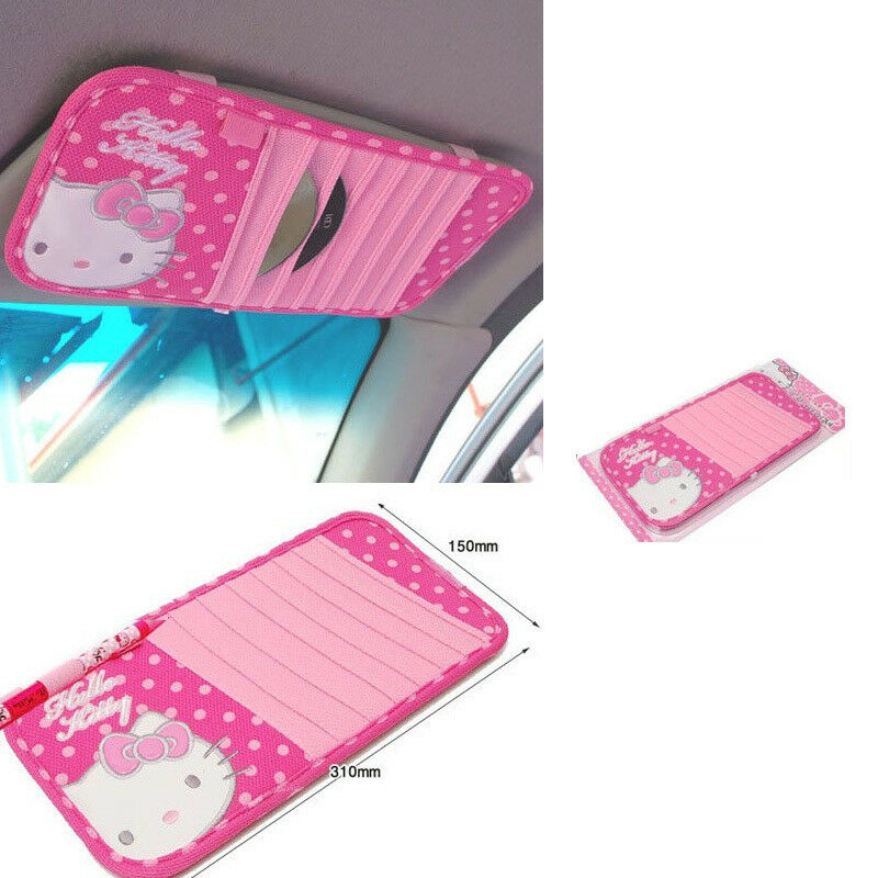 New Sanrio Hello Kitty Hot Pink Mesh CD / DVD Sun Visor Holder