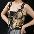 thumbnail image 3 of DJskiyers Womens Vintage Bustier Corset Top Linen Lace up Corsets Floral Boned Crop Tops Renaissance Bodyshaper, 3 of 9