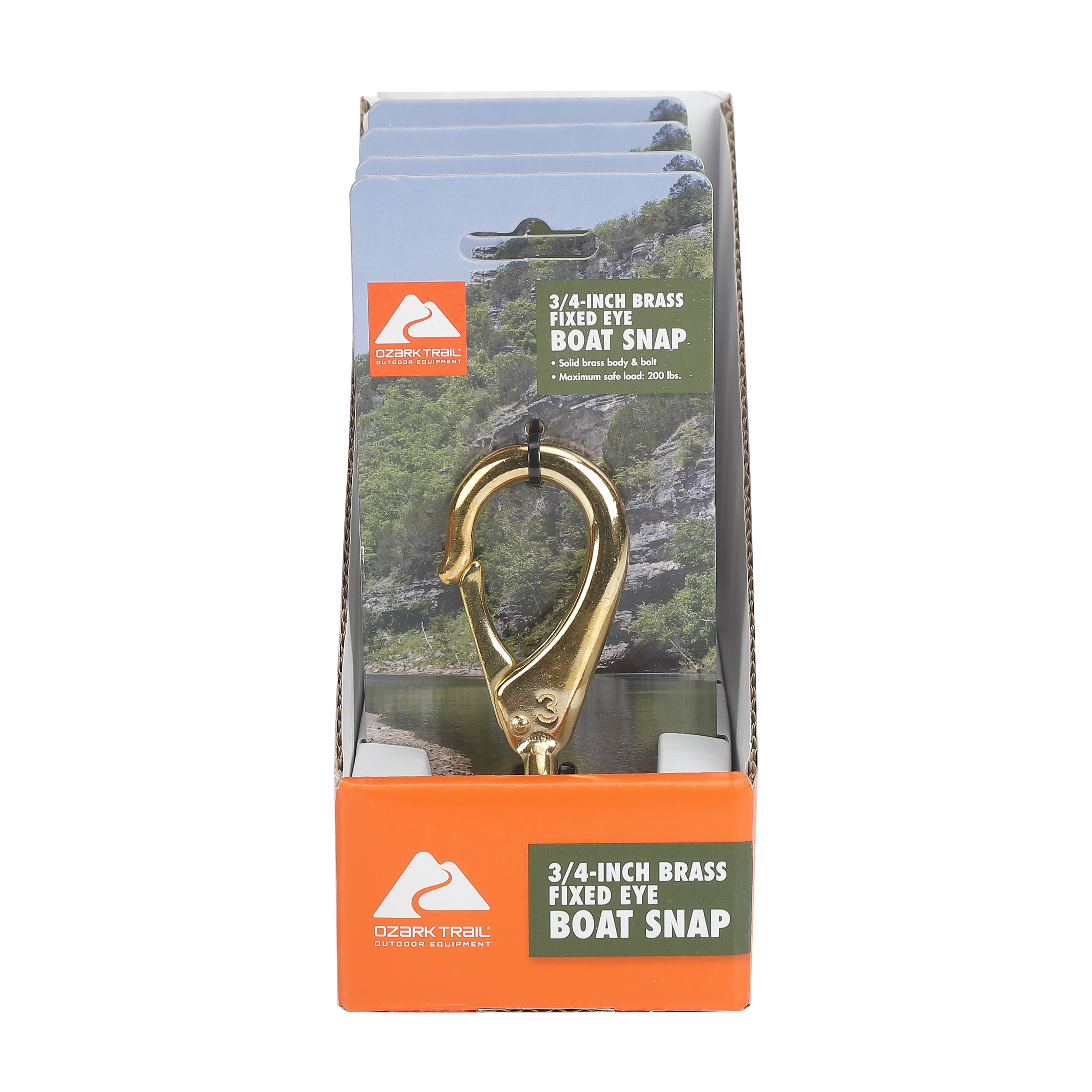 (2 pack) Ozark Trail 0.75-inch Brass Fixed Eye Boat Spring Snap Hook