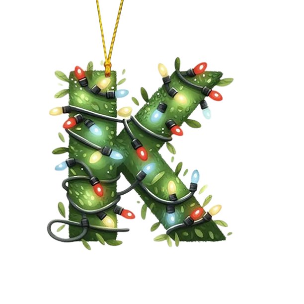 Adorno navideño con 26 letras para árbol de Navidad, colgante, adorno navideño, decoración navideña, colgante para árbol de Navidad.