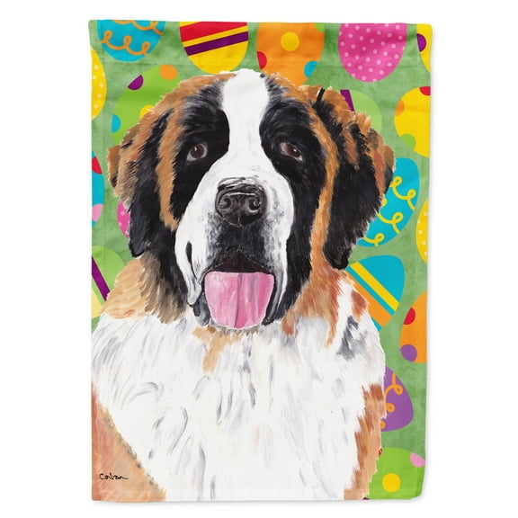 Carolines Treasures SC9462-FLAG-PARENT Saint Bernard Easter Eggtravaganza Flag  multicolor