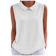 thumbnail image 3 of VBVC Women's Peter Pan Collar Sleeveless Blouse, Ladies' Waffle Woven Tank Top, Elegant Solid Color Work Shirt For Women,White,S-2XL, 3 of 8