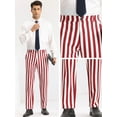 thumbnail image 4 of Unique Bargains Men's Striped Dress Pants Straight Leg Color Block Business Trousers 30 Red White, 4 of 6