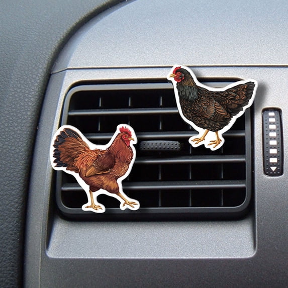 WIRESTER Set of 2pcs Car Air Freshener Fragrance Vent Clip Decoration with Lemon Scented Pad - Cornish Hen, New Hampshire Red Chickens