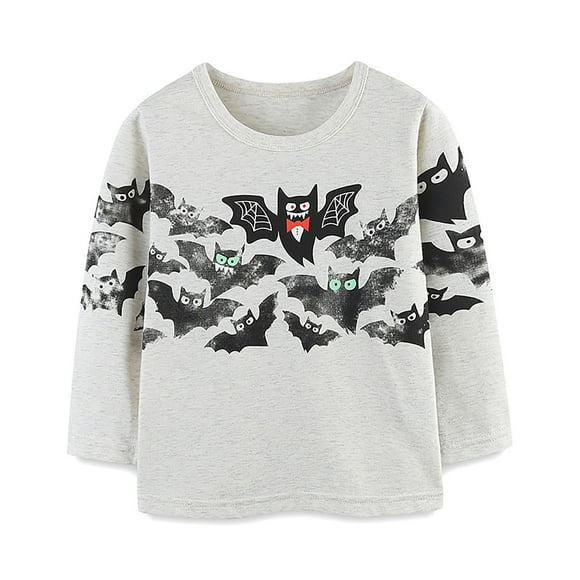 HJKIEUXL Christmas Sweatshirts for Women 3x Long Sleeve Sweatshirt for Boys Children's T Shirt Autumn New Bat Print Boy's T Shirt Fashion Crew Neck