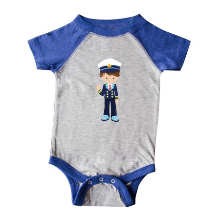 

Inktastic Cute Boy Boat Captain Skipper Brown Hair Gift Baby Boy Bodysuit