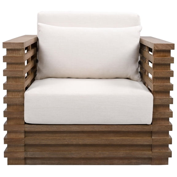 Safavieh Tortuga Eucalyptus Wood Accent Chair in Natural / White