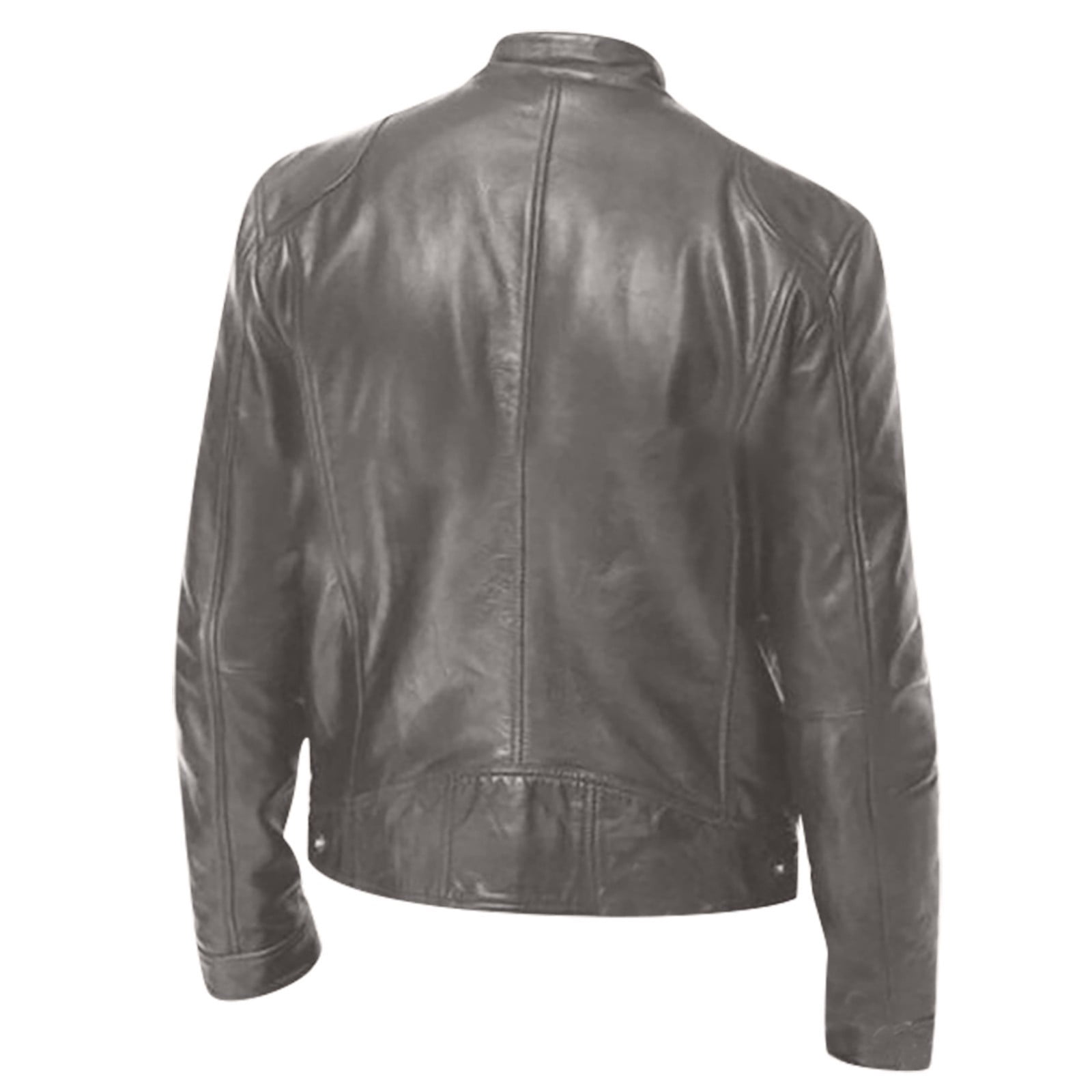 YDDIAN Mens Leather Jacket - Cafe Racer Style Real Lambskin Leather Jacket Men Brown M