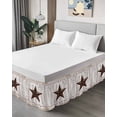 thumbnail image 4 of Farmhouse Wrap Around Bed Skirts for King Bed 16" Drop,Bed Skirt with Adjustable Elastic Belt Dust Ruffle Bed Valance for Bedroom Hotel Rustic Brown Country Star Barn Berry Wooden Bed Frame Cover, 4 of 7