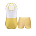 thumbnail image 2 of Sinleey Kids Girls Gymnastics Outfit Glitter Rhinestones Leotard Ice Skating Bodysuit with Dance Yellow 14, 2 of 5