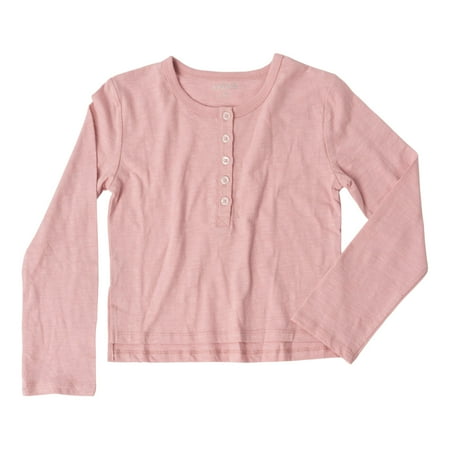

KIDPIK Girls Long Sleeve Top Long Sleeve Button Front Slub Henley Size: 2T - XXL (16)