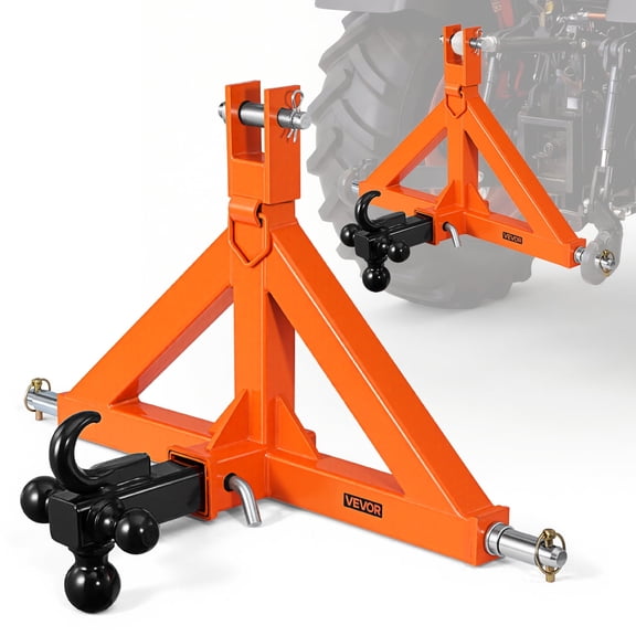 VEVOR 3 Point Trailer Hitch with 2" Receiver, 3 Pt Quick Hitch Attachment with 3 Trailer Balls, Tractor Tow Drawbar Adapter for Category 1, Kubota, Mahindra, Ford, Yanmar, John Deere, Massey Ferguson